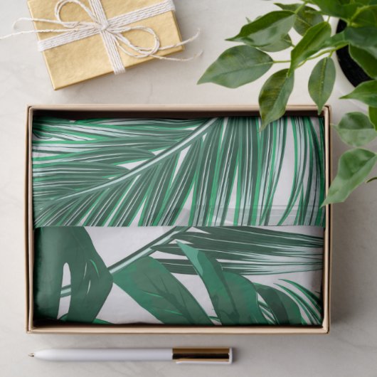 Papier Mousseline Tropical Palm Feuilles découpage Tissu (Cadeau)