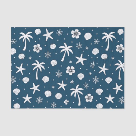 Papier Mousseline Tropical Palm Trees Coastal Christmas  (Recto)