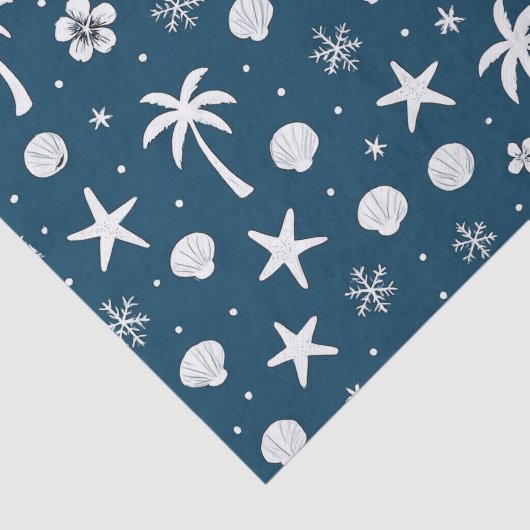 Papier Mousseline Tropical Palm Trees Coastal Christmas  (Détail)