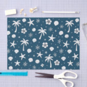 Papier Mousseline Tropical Palm Trees Coastal Christmas  (Artisanat)