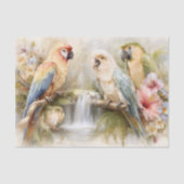 Papier Mousseline Tropical Parrots Waterfall Decoupage (Recto)