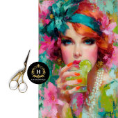 Papier Mousseline Tropical Redhead avec Lime Cocktail Decoupage