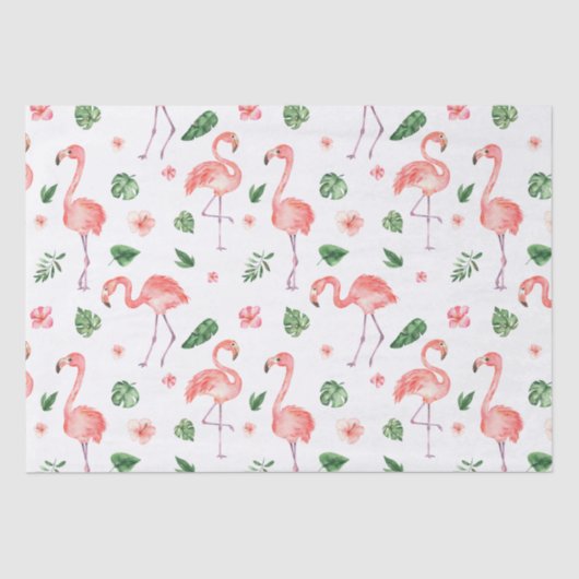 Papier Mousseline Tropical rose Flamingo (Recto)