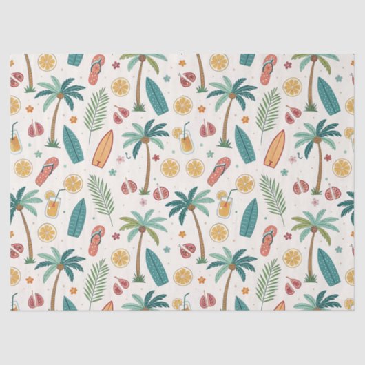 Papier Mousseline Tropical Summer Beach Pattern (1) (Recto)