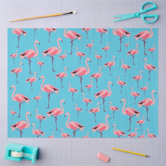 Papier Mousseline Tropical Summer Pink Flamingo Pattern (Artisanat)