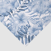 Papier Mousseline Tropical Violet Bleu Floral Feuilles Mariage (Détail)