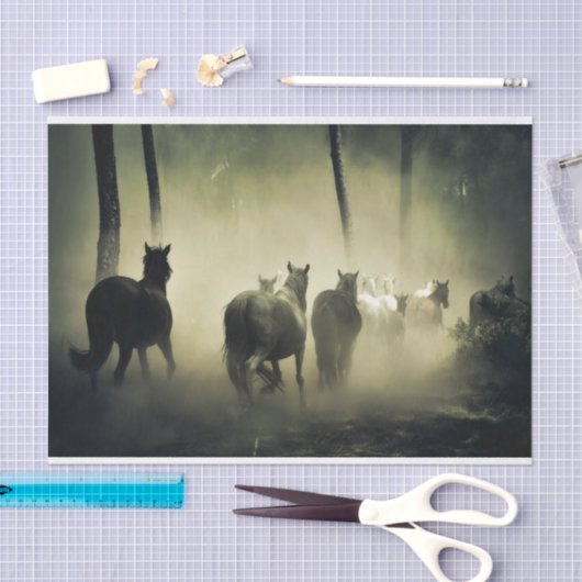 Papier Mousseline Troupeau de chevaux sauvages (Artisanat)