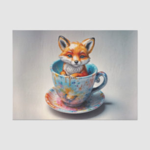 Papier Mousseline Trousse Whimsical Fox dans papier découpage Teacup