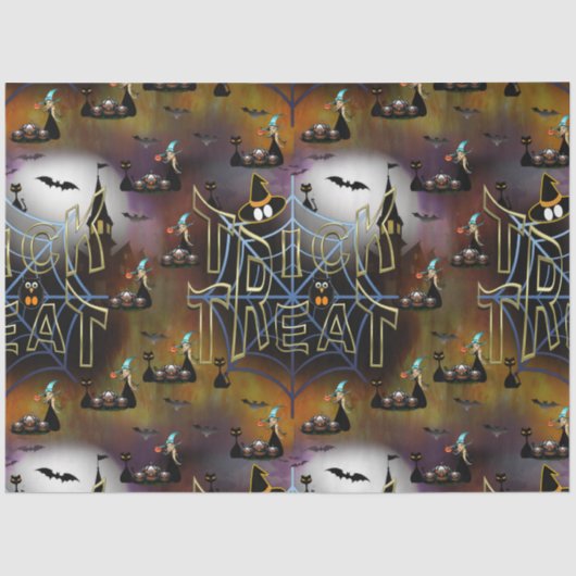 Papier Mousseline Trucs gothiques ou traiter spiderweb répétition (Recto)