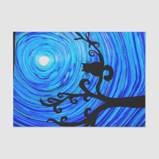 Papier Mousseline TSP 098 - Chat et le clair de lune - papier de (Recto)