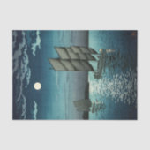 Papier Mousseline Tsuchiya Koitsu - Bateaux à Shinagawa, Nuit (Recto)