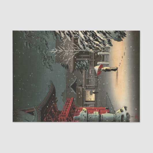 Papier Mousseline Tsuchiya Koitsu - Neige au temple de Nezu (Recto)