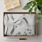 Papier Mousseline Tsuru Crane Bird et Pine Tree Japon Aquarelle (Cadeau)