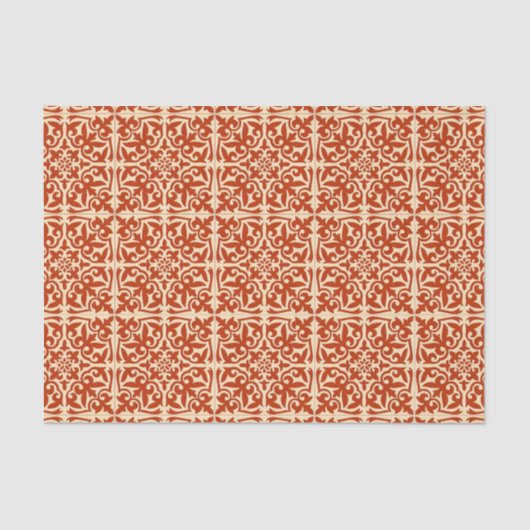 Papier Mousseline Tuile marocaine - orange et pêche de corail (Recto)