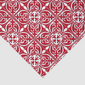 Papier Mousseline Tuiles marocaines - rouge foncé et blanc (Détail)
