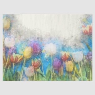 Papier Mousseline Tulipe de printemps Aquarelle Découpage
