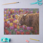 Papier Mousseline Tulipe de printemps de vache Highland Découpage (Artisanat)