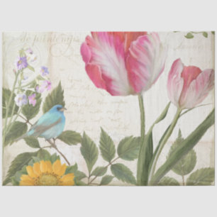 Papier Mousseline Tulipe de tournesol Fleurs d'oiseaux Ephémère Déco