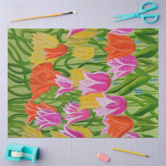 Papier Mousseline Tulipes  (Artisanat)