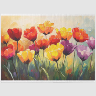 Papier Mousseline Tulipes aquarelles audacieuses en découpage de pri