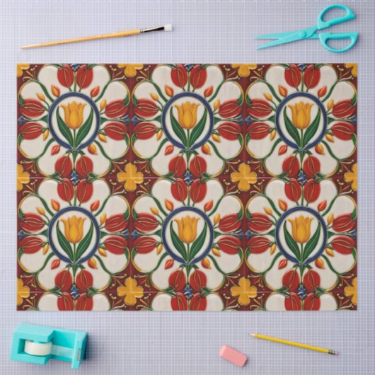 Papier Mousseline Tulipes Belle Collection Moderne (Artisanat)