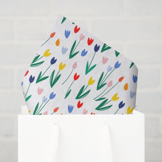 Papier Mousseline Tulipes Colorées (Sac cadeau)