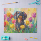 Papier Mousseline Tulipes colorées mignonnes Dachshund Découpage (Artisanat)