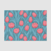 Papier Mousseline Tulipes en bleu et rouge (Recto)