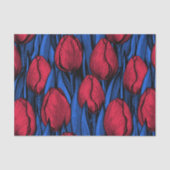 Papier Mousseline Tulipes en rouge et bleu (Recto)