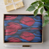 Papier Mousseline Tulipes en rouge et bleu (Cadeau)