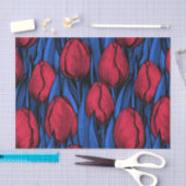 Papier Mousseline Tulipes en rouge et bleu (Artisanat)