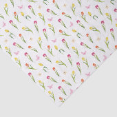 Papier Mousseline Tulipes et papillons Motif blanc (Détail)
