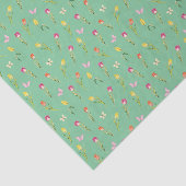 Papier Mousseline Tulipes & Papillons Motif Vert (Détail)
