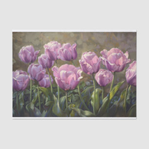 Papier Mousseline Tulipes pourpres Peinture Découpage botanique