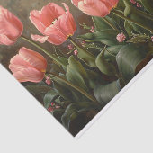 Papier Mousseline Tulipes roses Peinture Découpage botanique (Détail)