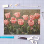Papier Mousseline Tulipes roses Peinture Découpage botanique (Artisanat)
