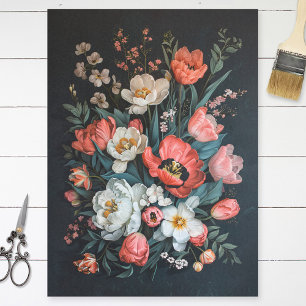 Papier Mousseline Tulipes vintages Peinture colorée Découpage