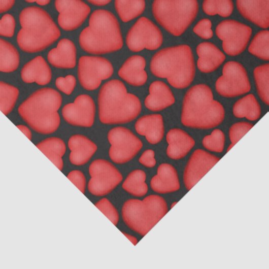 Papier Mousseline tumbled red hearts pattern (Détail)