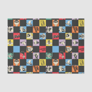Papier Mousseline TUNES LOONEY™ en noir et blanc en Checker coloré