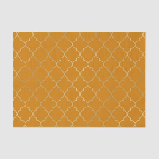Papier Mousseline Turmeric Jaune & Gold Quatrefoil Motif Party (Recto)