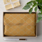 Papier Mousseline Turmeric Jaune & Gold Quatrefoil Motif Party (Cadeau)