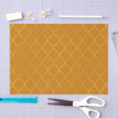 Papier Mousseline Turmeric Jaune & Gold Quatrefoil Motif Party (Artisanat)