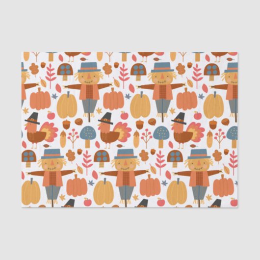 Papier Mousseline Turquie et Scarecrow Thanksgiving Motif (Recto)
