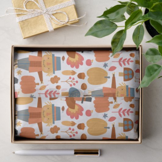 Papier Mousseline Turquie et Scarecrow Thanksgiving Motif (Cadeau)