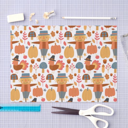 Papier Mousseline Turquie et Scarecrow Thanksgiving Motif (Artisanat)