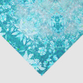 Papier Mousseline Turquoise Aqua Blue Floral (Détail)