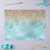 Papier Mousseline Turquoise Aqua Gold Glam Parties scintillant étinc (Artisanat)