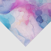Papier Mousseline Turquoise Aqua Marbre rose violet Anniversaire (Détail)