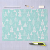 Papier Mousseline Turquoise Arbre de Noël Motif n° 6 ID1009 (Artisanat)