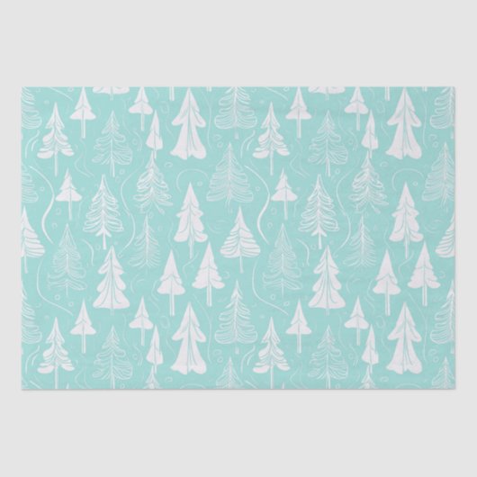 Papier Mousseline Turquoise Arbre de Noël Motif n° 6 ID1009 (Recto)